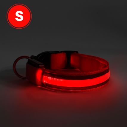 LED ladattava koiran kaulapanta 35-43 cm 1xCR2032/5V/40 mAh punainen