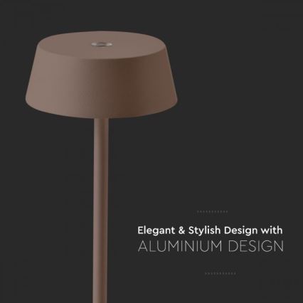 LED ladattava kosketushimmennettävä pöytävalaisin ulkokäyttöön LED/2W/5V 4400 mAh IP54 ruskea