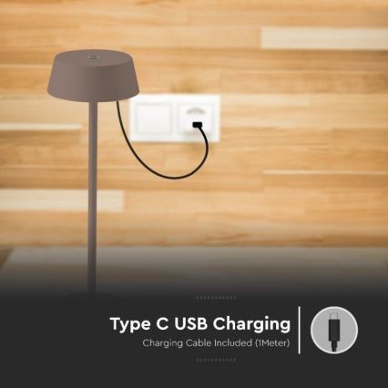 LED ladattava kosketushimmennettävä pöytävalaisin ulkokäyttöön LED/2W/5V 4400 mAh IP54 ruskea