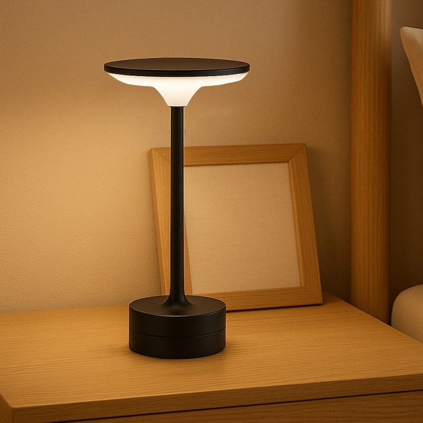 LED ladattava kosketusohjattu pöytävalaisin TAVOLO LED/2,5W/5V 2400 mAh 3000-6000K musta