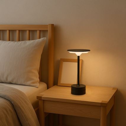 LED ladattava kosketusohjattu pöytävalaisin TAVOLO LED/2,5W/5V 2400 mAh 3000-6000K musta