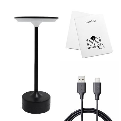 LED ladattava kosketusohjattu pöytävalaisin TAVOLO LED/2,5W/5V 2400 mAh 3000-6000K musta