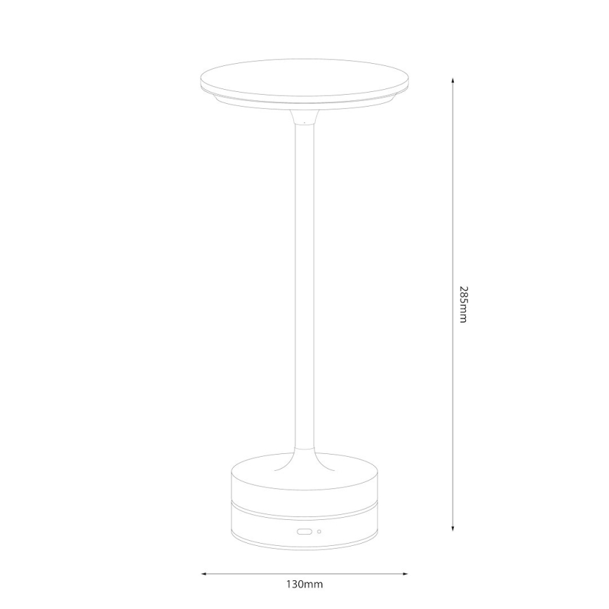LED ladattava kosketusohjattu pöytävalaisin TAVOLO LED/2,5W/5V 2400 mAh 3000-6000K musta