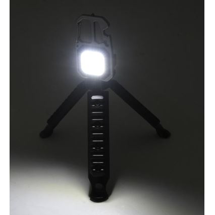 LED Ladattava monitoiminen taskulamppu telineen kanssa LED/USB-C 400 mAh