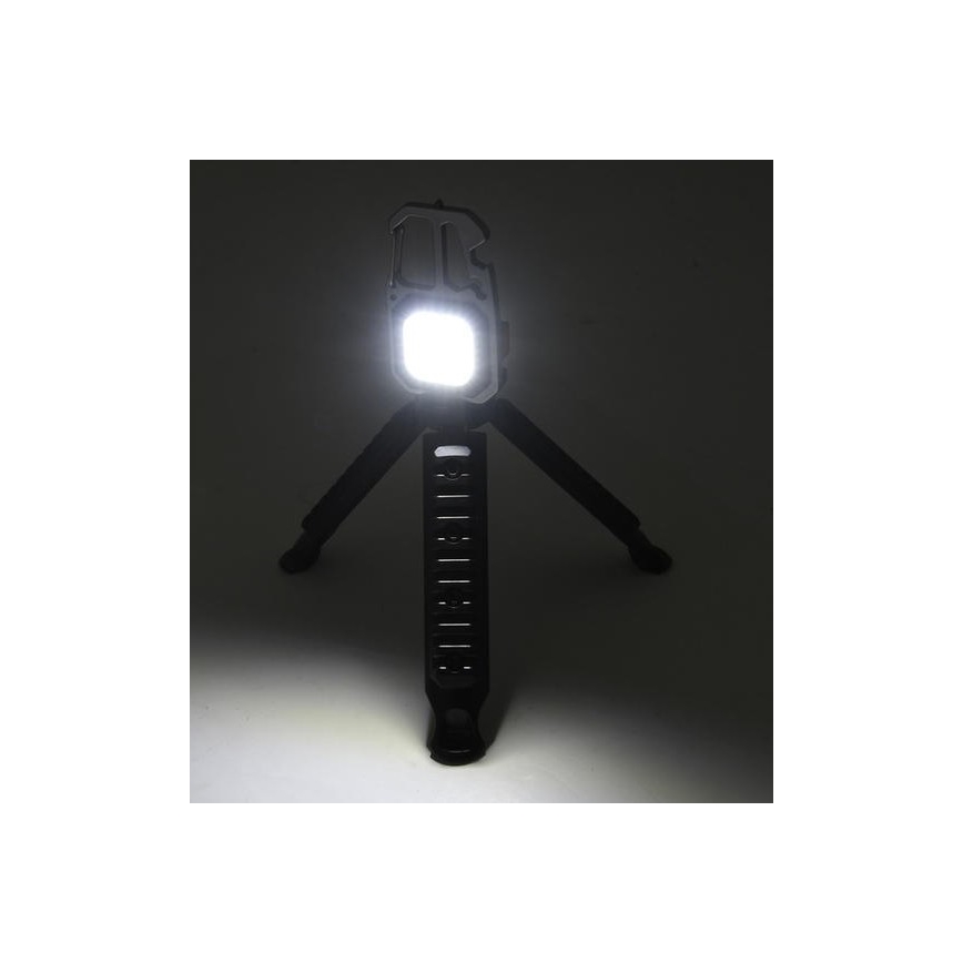 LED Ladattava monitoiminen taskulamppu telineen kanssa LED/USB-C 400 mAh