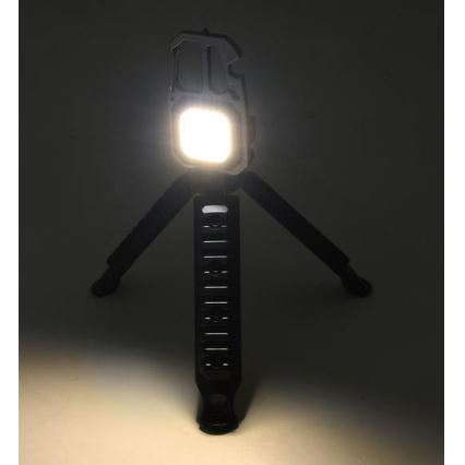 LED Ladattava monitoiminen taskulamppu telineen kanssa LED/USB-C 400 mAh