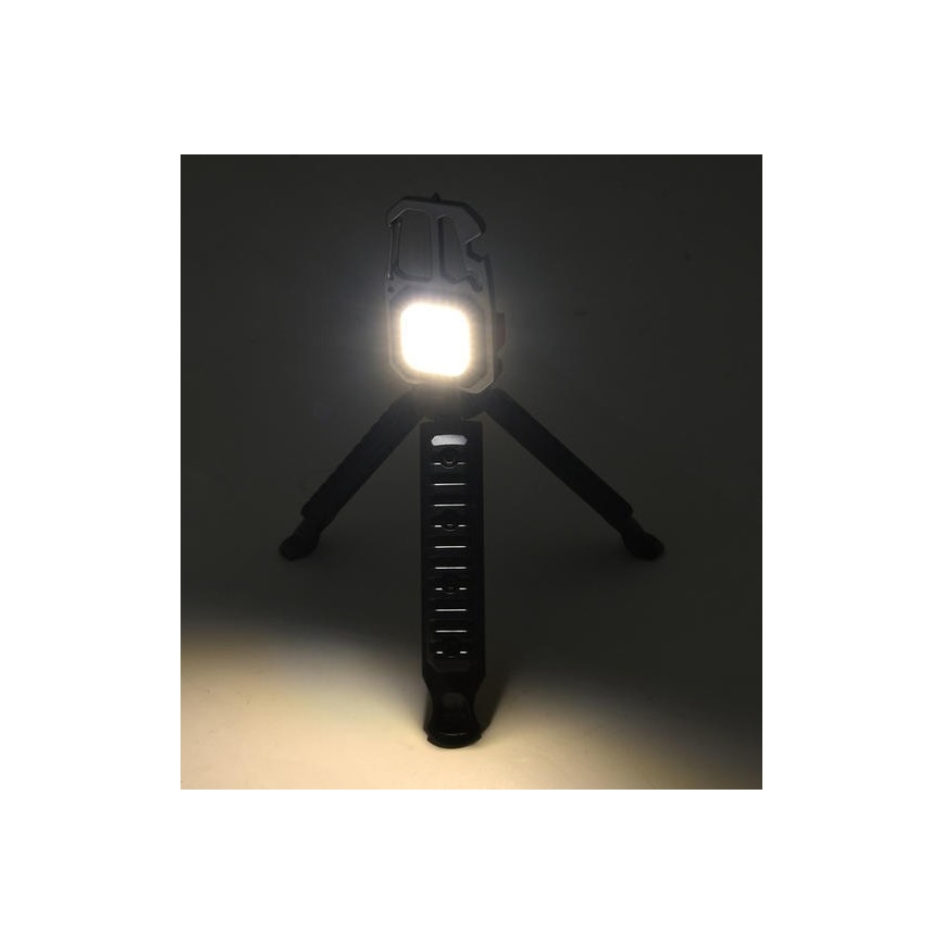 LED Ladattava monitoiminen taskulamppu telineen kanssa LED/USB-C 400 mAh