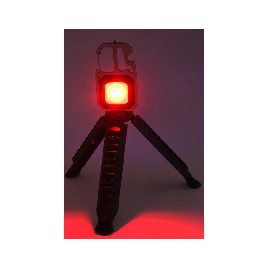 LED Ladattava monitoiminen taskulamppu telineen kanssa LED/USB-C 400 mAh