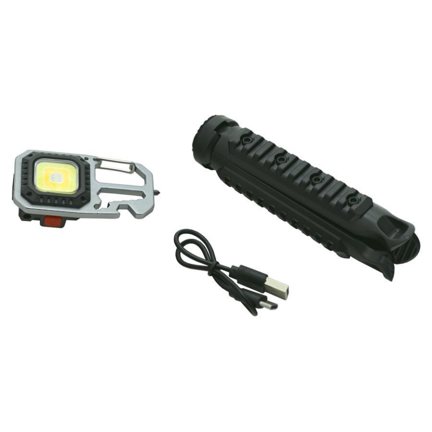 LED Ladattava monitoiminen taskulamppu telineen kanssa LED/USB-C 400 mAh
