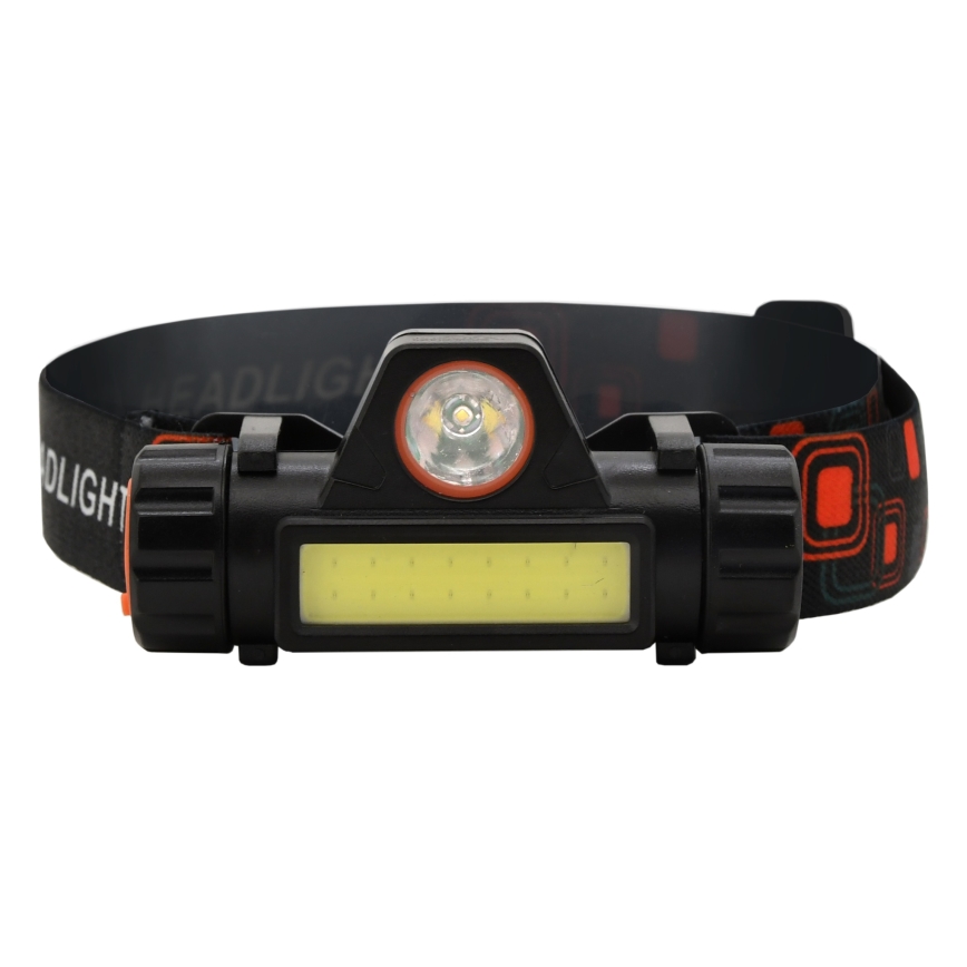 LED Ladattava otsalamppu LED/1200mAh musta/punainen