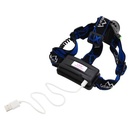 LED Ladattava otsalamppu LED/6W/7,4V IP44 musta/sininen