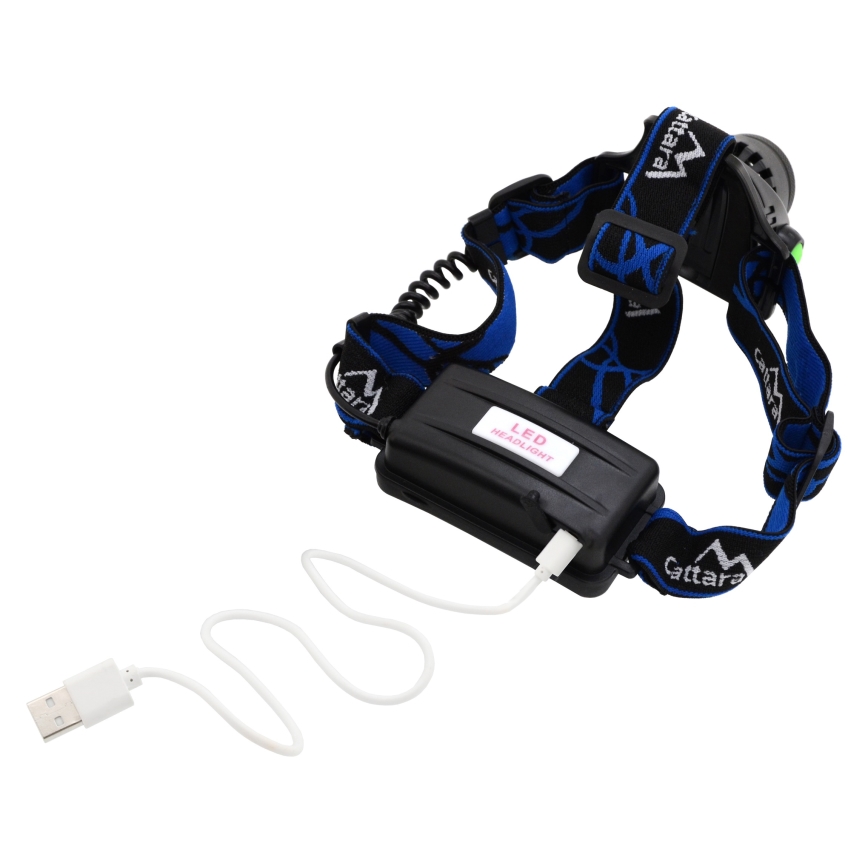 LED Ladattava otsalamppu LED/6W/7,4V IP44 musta/sininen