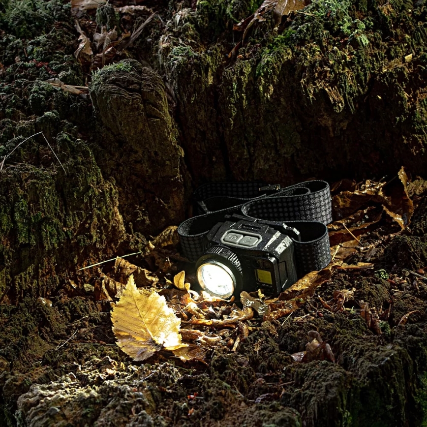 LED himmennettävä ladattava otsalamppu sensorilla ja punaisella valolla LED/6W/5V/3xAAA IP44 500 lm 1200 mAh