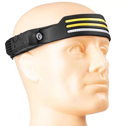 LED himmennettävä ladattava otsalamppu sensorilla ja punaisella valolla 4xLED/5V IP44 300 lm 1200 mAh