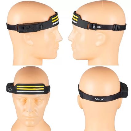 LED himmennettävä ladattava otsalamppu sensorilla ja punaisella valolla 4xLED/5V IP44 300 lm 1200 mAh