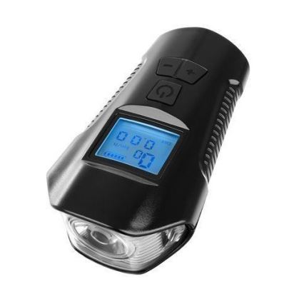 LED Ladattava polkupyörän taskulamppu laskurilla ja kellolla LED/1500 mAh IP65
