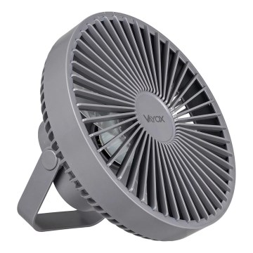 LED Ladattava pöytä tuuletin LED-valolla LED/2W/5V USB 2400 mAh harmaa