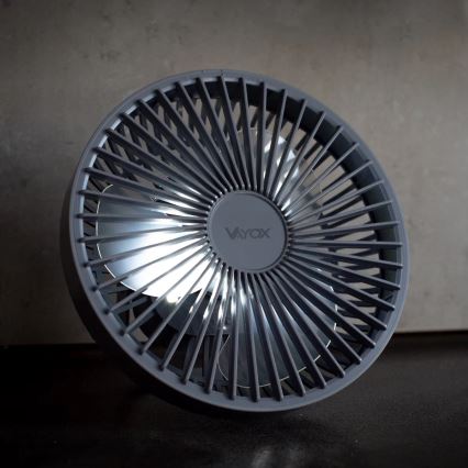 LED Ladattava pöytä tuuletin LED-valolla LED/2W/5V USB 2400 mAh harmaa