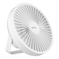 LED Ladattava pöytä tuuletin LED-valolla LED/2W/5V USB 2400 mAh valkoinen