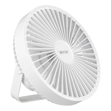 LED Ladattava pöytä tuuletin LED-valolla LED/2W/5V USB 2400 mAh valkoinen