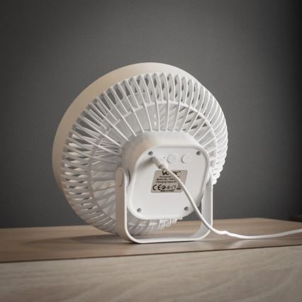LED Ladattava pöytä tuuletin LED-valolla LED/2W/5V USB 2400 mAh valkoinen