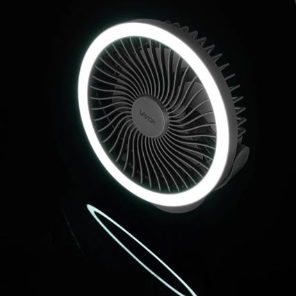LED Ladattava pöytä tuuletin LED-valolla LED/3W/5V USB 2400 mAh harmaa