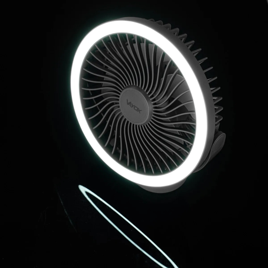 LED Ladattava pöytä tuuletin LED-valolla LED/3W/5V USB 2400 mAh harmaa