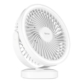 LED Ladattava pöytä tuuletin LED-valolla LED/3W/5V USB 2400 mAh valkoinen