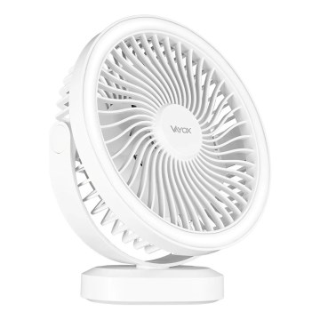 LED Ladattava pöytä tuuletin LED-valolla LED/3W/5V USB 2400 mAh valkoinen