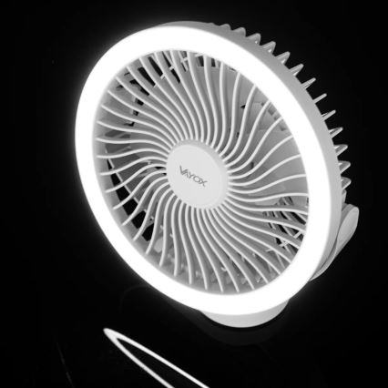 LED Ladattava pöytä tuuletin LED-valolla LED/3W/5V USB 2400 mAh valkoinen