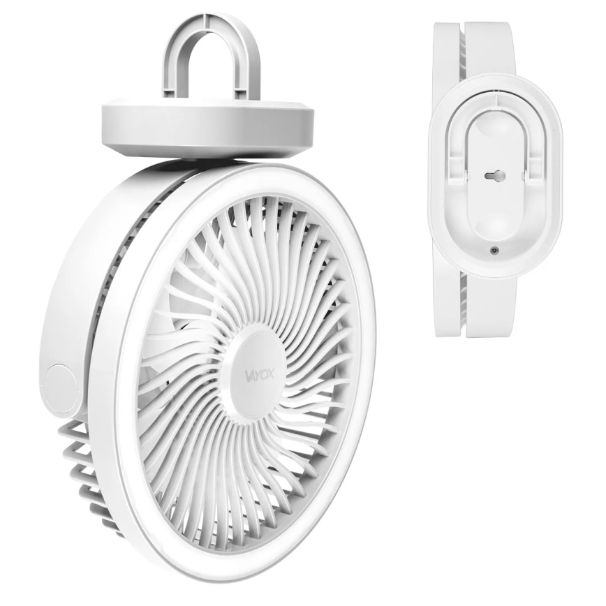 LED Ladattava pöytä tuuletin LED-valolla LED/3W/5V USB 2400 mAh valkoinen