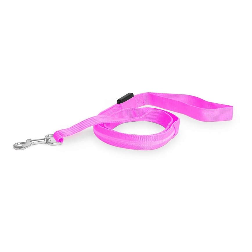 LED ladattava talutushihna 120 cm 2xCR2032/5V/40 mAh pinkki
