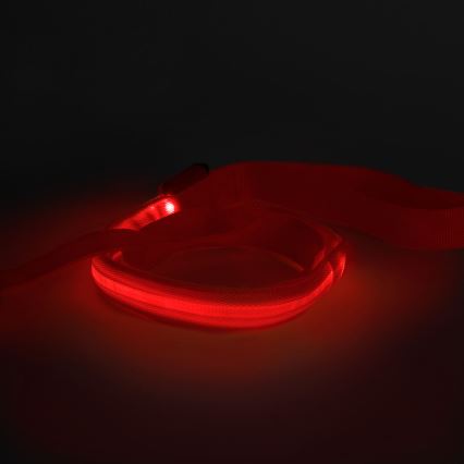 LED ladattava talutushihna 120 cm 2xCR2032/5V/40 mAh punainen