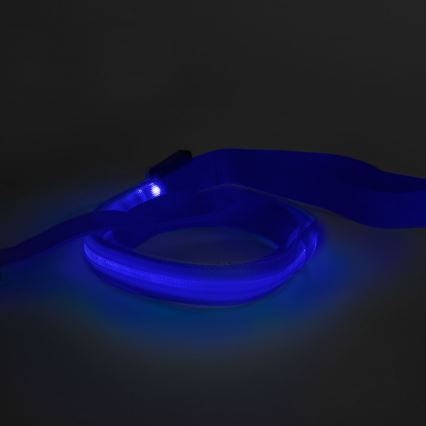 LED ladattava talutushihna 120 cm 2xCR2032/5V/40 mAh sininen