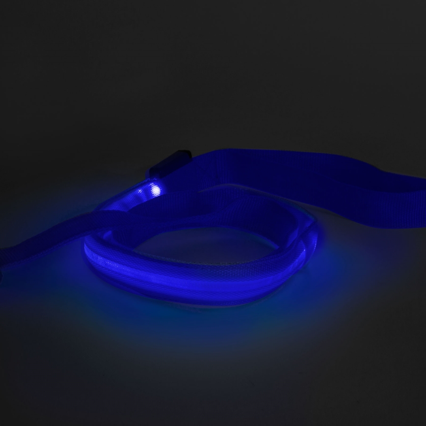 LED ladattava talutushihna 120 cm 2xCR2032/5V/40 mAh sininen