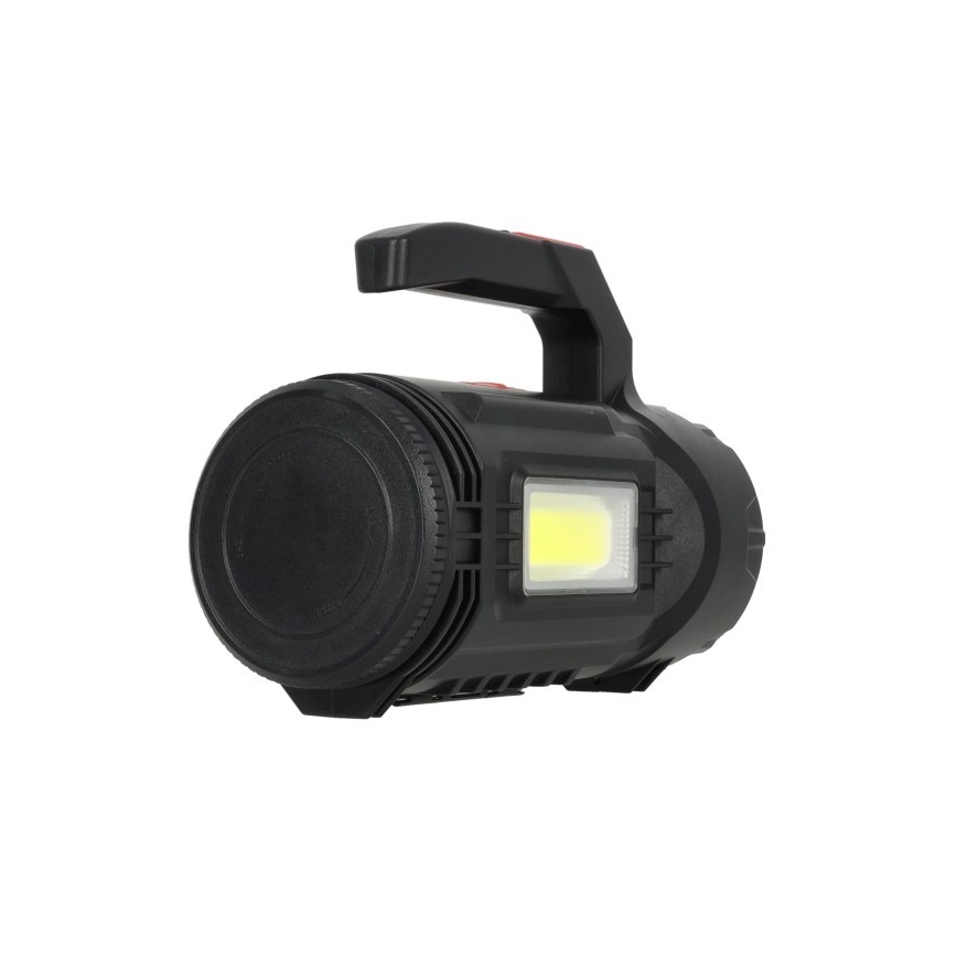 LED-ladattava taskulamppu 5V, 500 lm, 1200 mAh, musta