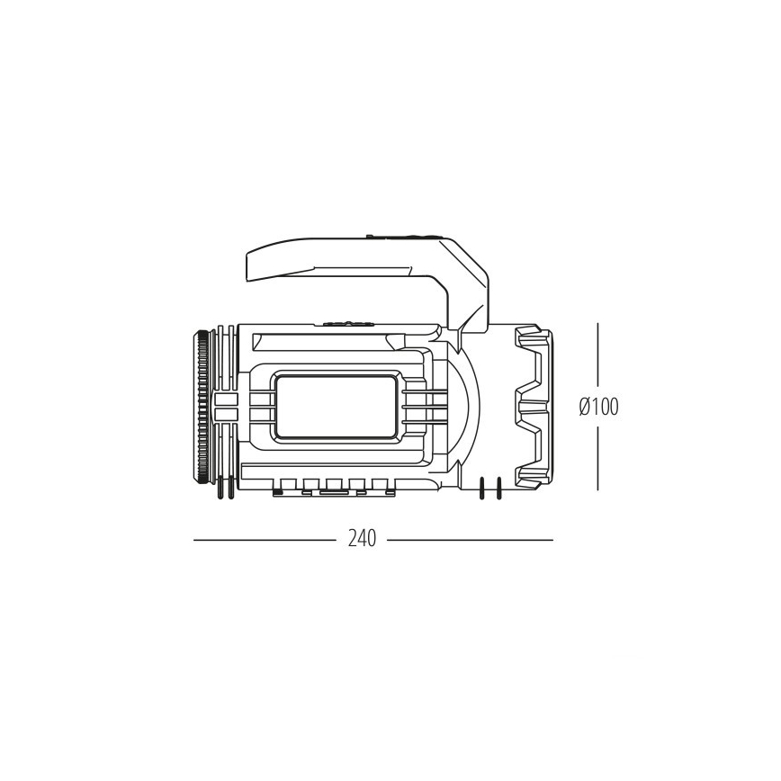 LED-ladattava taskulamppu 5V, 500 lm, 1200 mAh, musta
