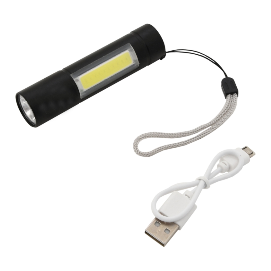 LED-ladattava taskulamppu LED/400mAh musta