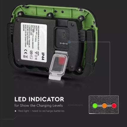 LED Ladattava valonheitin SAMSUNG CHIP LED/10W/3,7V IP44 4000K vihreä