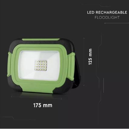 LED Ladattava valonheitin SAMSUNG CHIP LED/10W/3,7V IP44 4000K vihreä