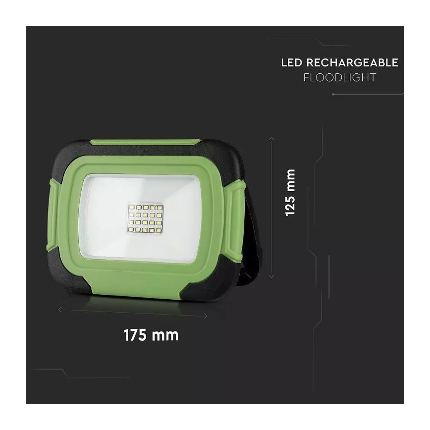 LED Ladattava valonheitin SAMSUNG CHIP LED/10W/3,7V IP44 4000K vihreä