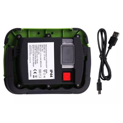 LED ladattava valonheitin SAMSUNG CHIP LED/10W/3,7V IP44 6400K 3600 mAh vihreä