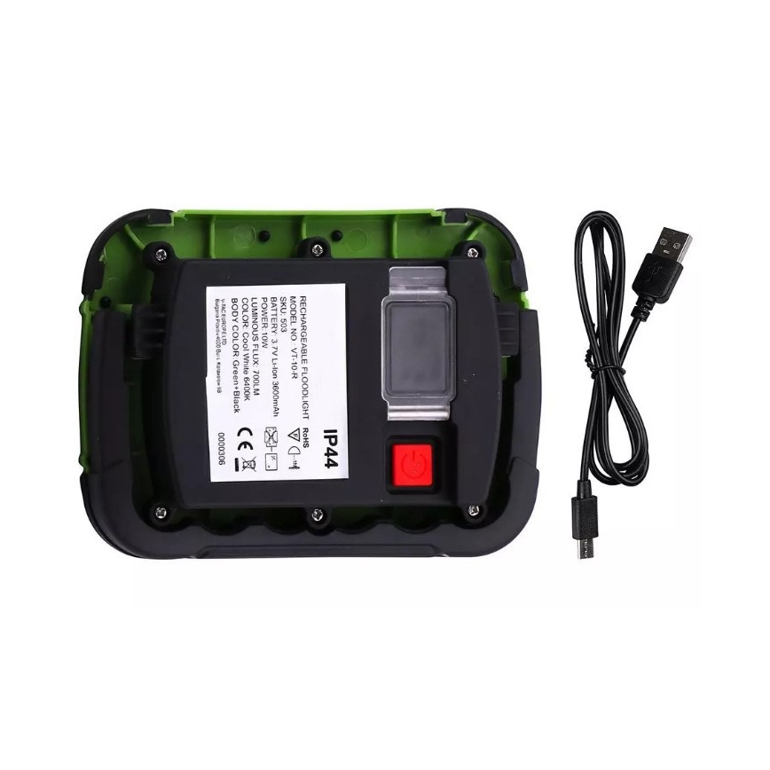 LED Ladattava valonheitin SAMSUNG CHIP LED/10W/3,7V IP44 6400K vihreä