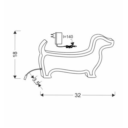 LED Lapsi Pöytälamppu DOG LED/12W/230V musta