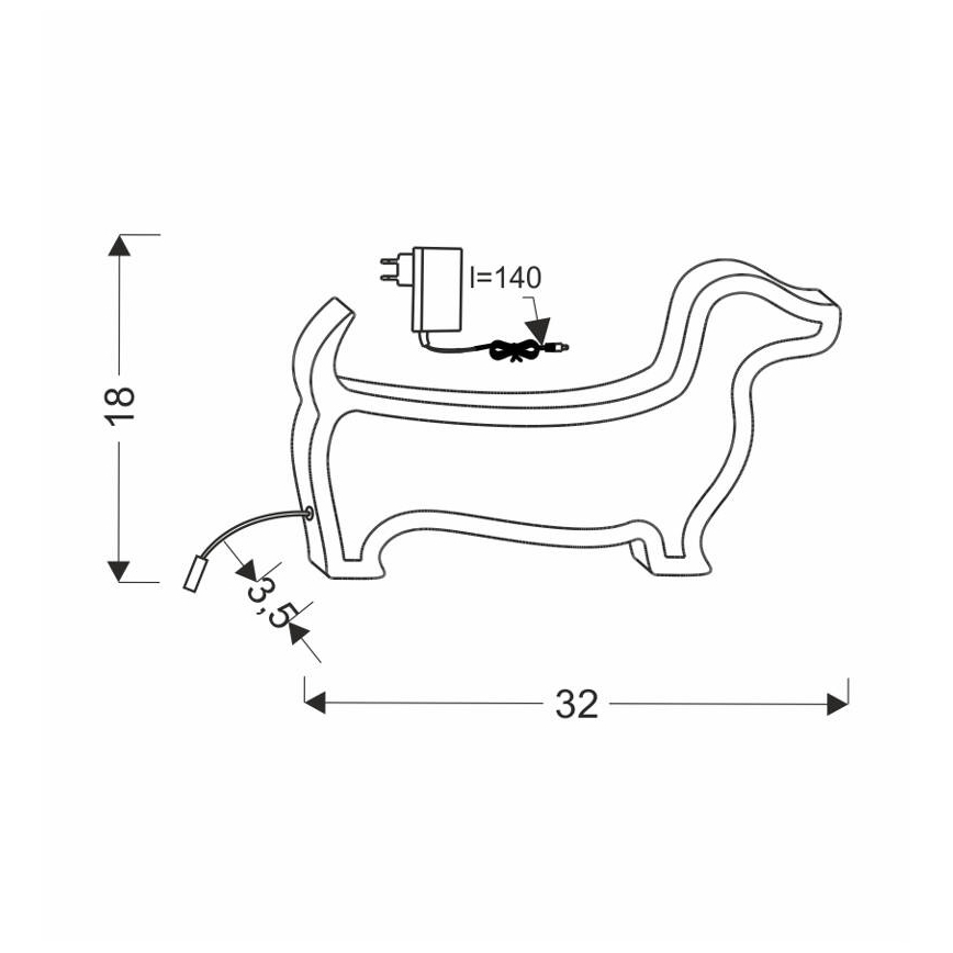LED Lapsi Pöytälamppu DOG LED/12W/230V musta