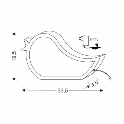 LED Lapsipöytälamppu BIRD LED/12W/230V vaaleanpunainen