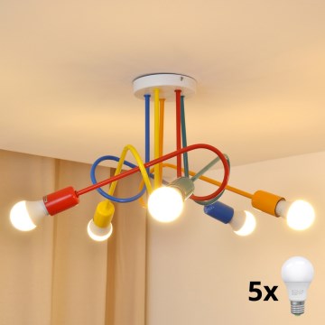 LED Lasten kattokruunu johdossa OXFORD 5xE27/15W/230V