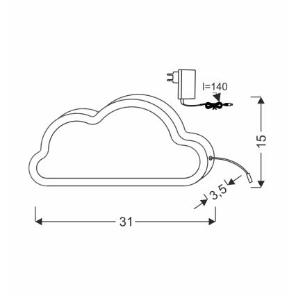 LED Lasten pöytälampa CLOUD LED/11W/230V vaaleanpunainen