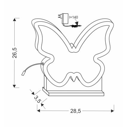 LED Lasten pöytälamppu BUTTERFLY LED/14W/230V vaaleanpunainen