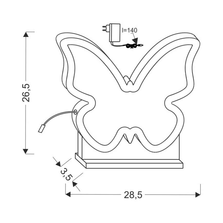 LED Lasten pöytälamppu BUTTERFLY LED/14W/230V vaaleanpunainen